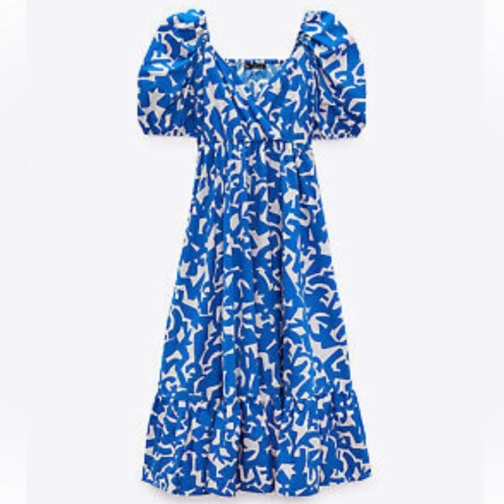 ZARA PRINTED POPLIN DRESS PUFF-SLEEVE Blogger Favorite - Picture 11 of 12